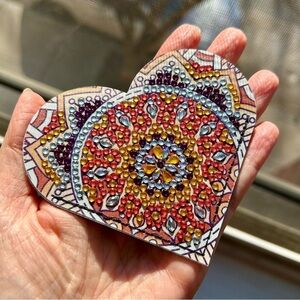 Diamond Art HEART 02 Corner Bookmark, Colorful, Sparkly (ORANGE, GOLD)